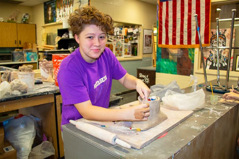 Students in art class